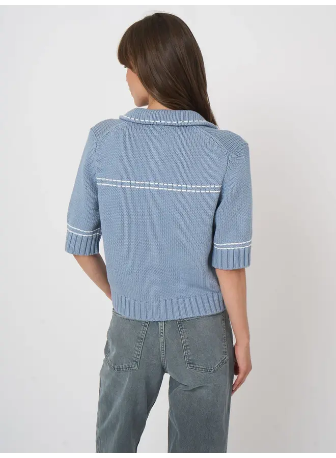 Cotton cardigan polo denim