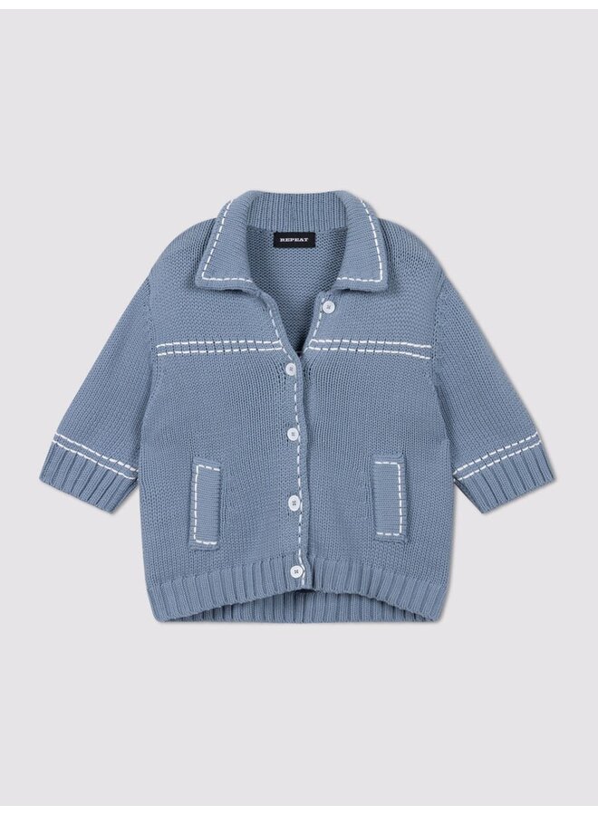 Cotton cardigan polo denim
