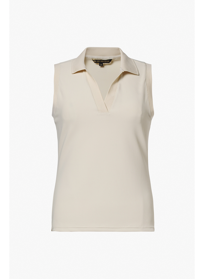 CAROLINE sleeveless polo top champagne