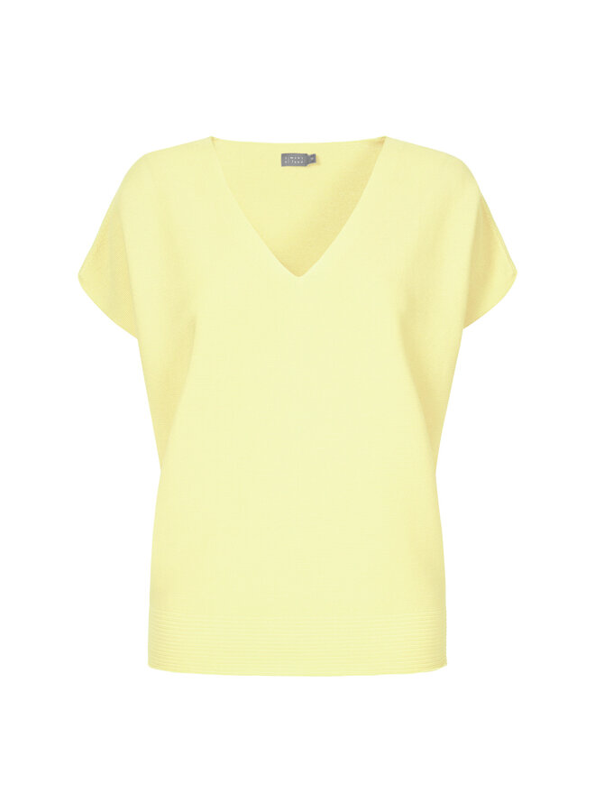 Cotton top V-hals Soft Lemon