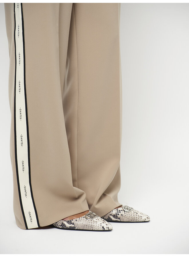 HUSH logo stripe pants sand beige