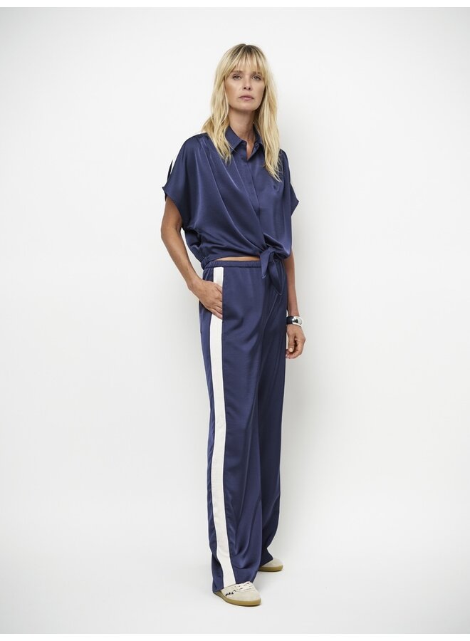 DARE striped satin pants moonlit blue