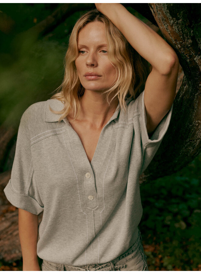 Cotton-viscose polo sweater soft grey