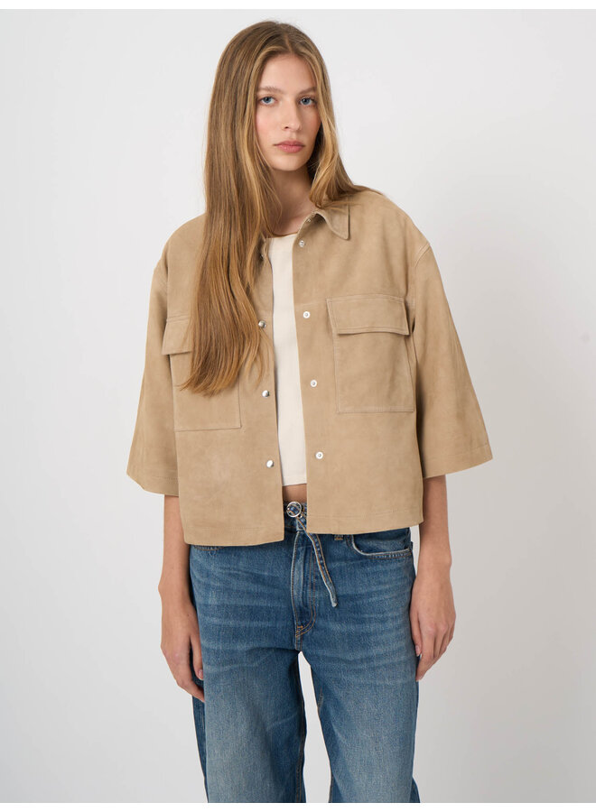 Leather jacket beige