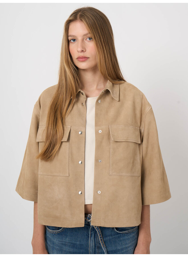 Leather jacket beige