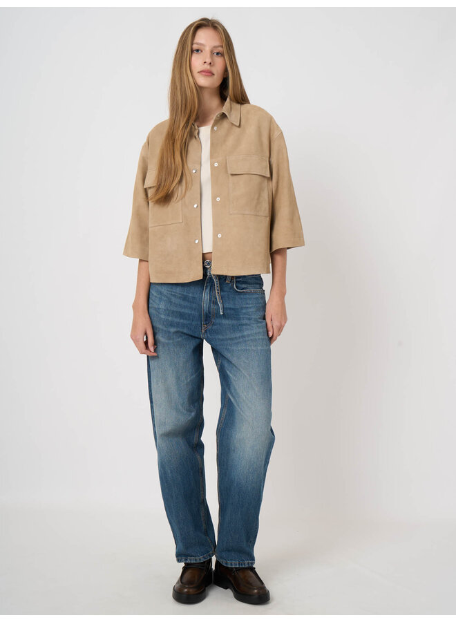 Leather jacket beige