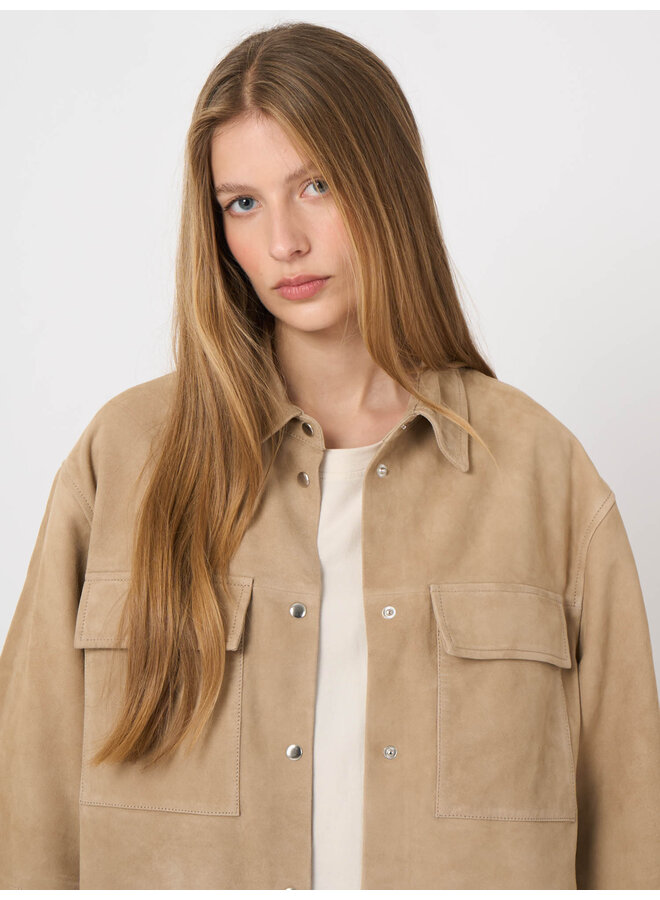 Leather jacket beige