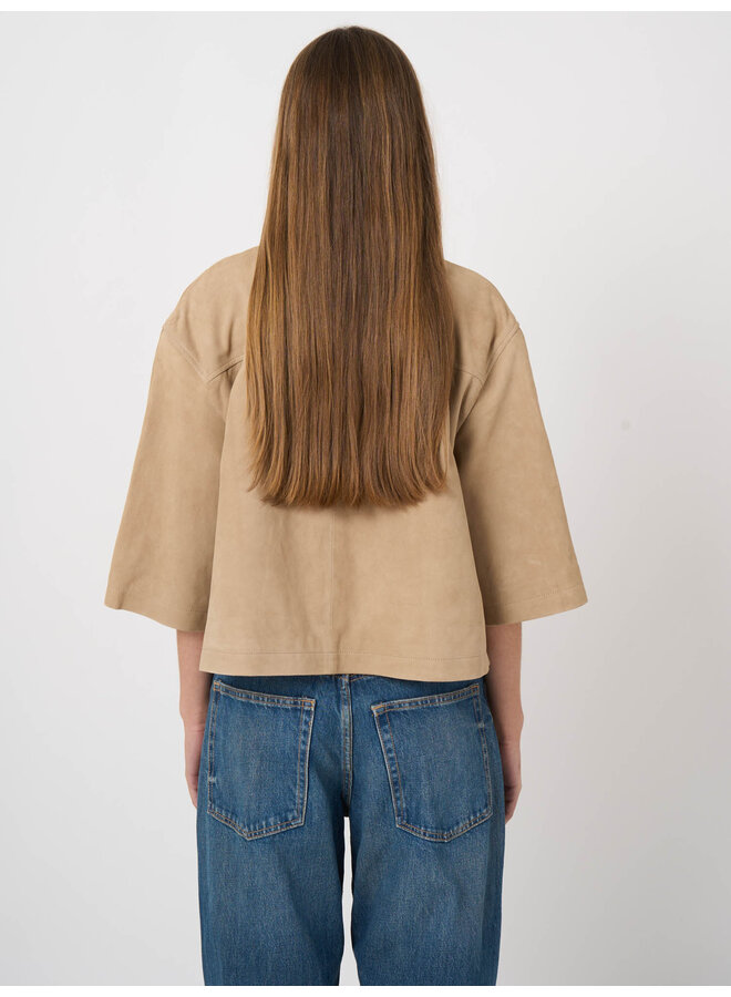 Leather jacket beige