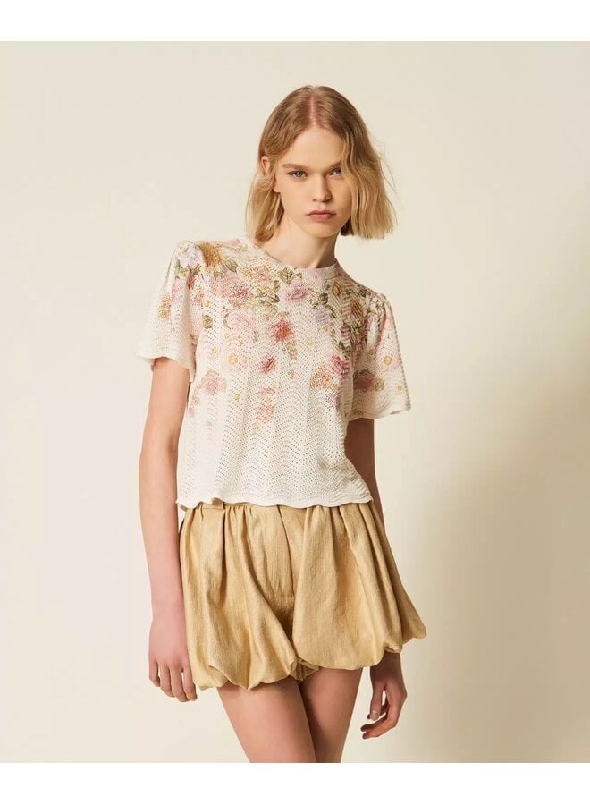 Linen blend floral jumper