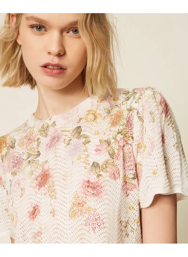 Linen blend floral jumper