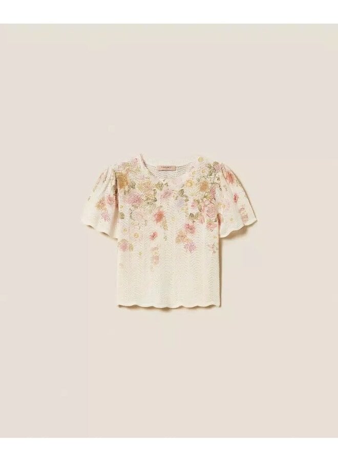 Linen blend floral jumper