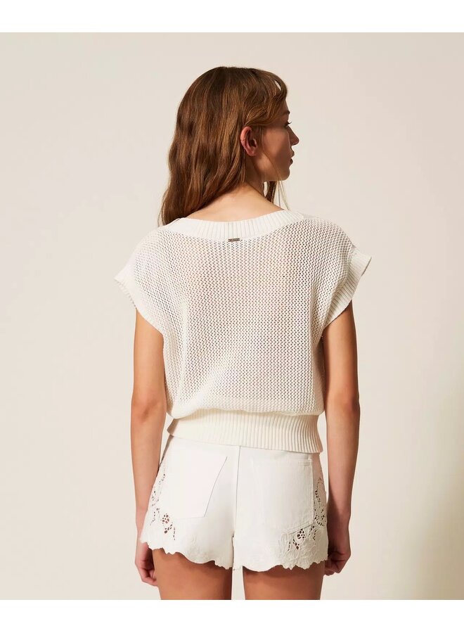 Knit top with flowers