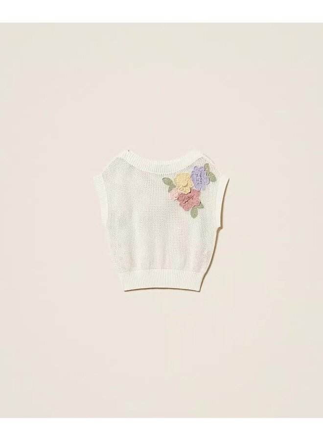 Knit top with flowers