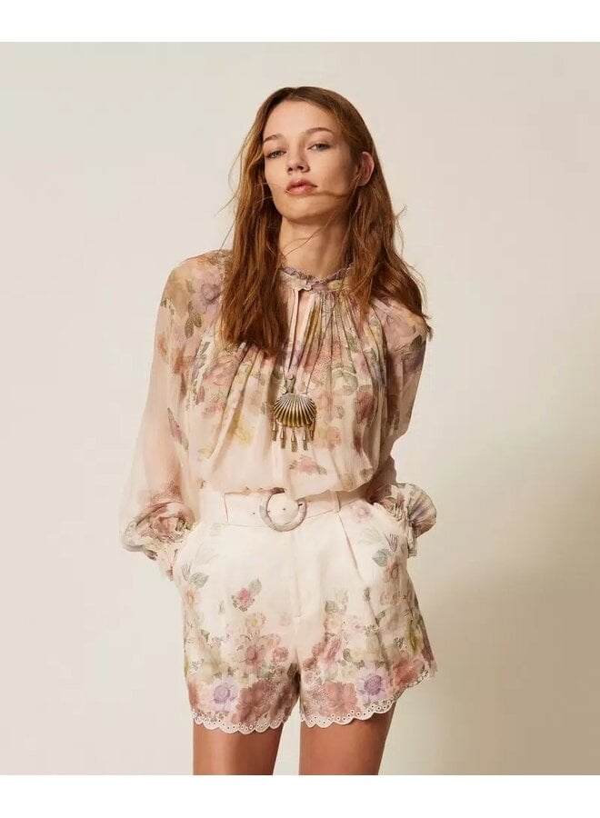Floral crépon blouse
