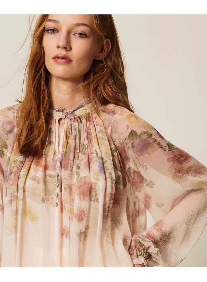 Floral crépon blouse