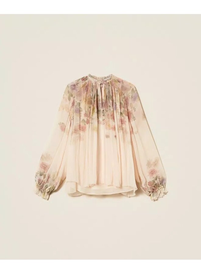Floral crépon blouse