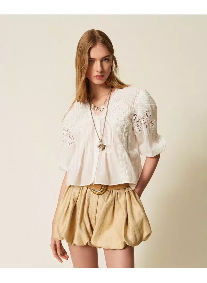 Silk blend muslin shirt White snow