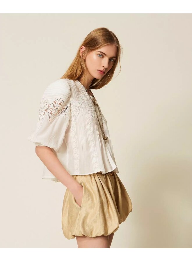 Silk blend muslin shirt White snow