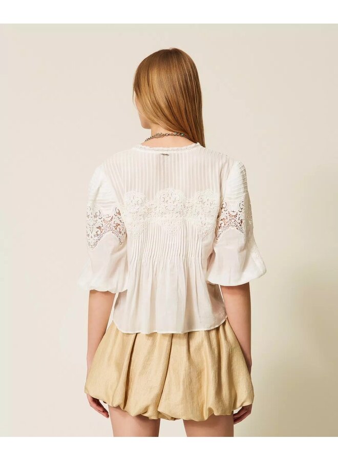 Silk blend muslin shirt White snow