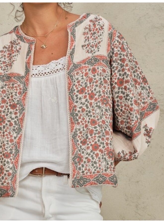DELLA PRINT jacket rust/khaki