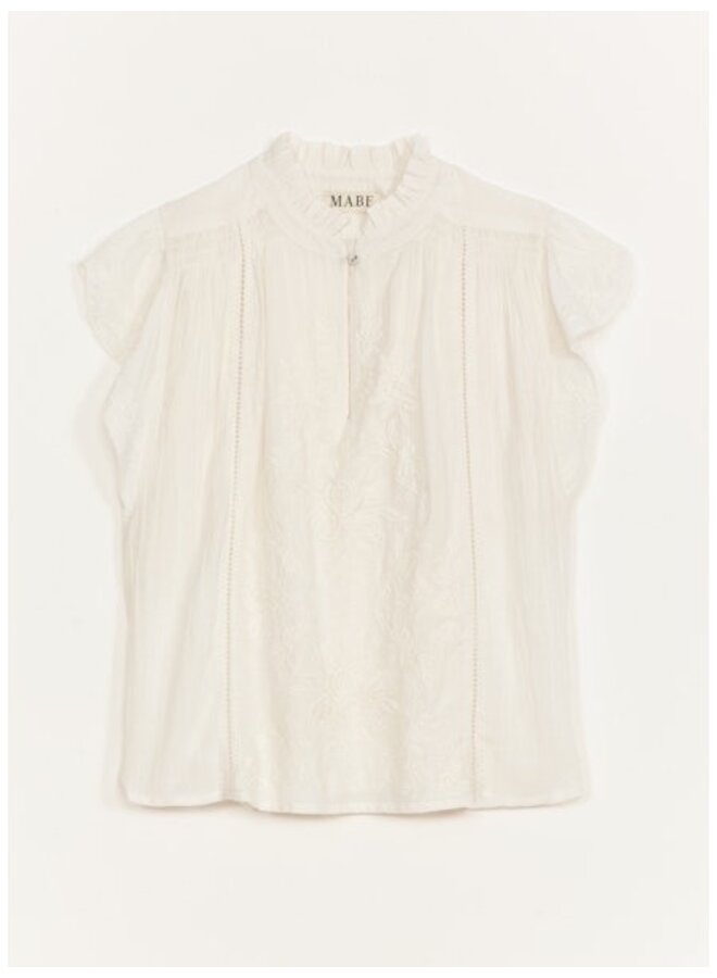 LILIA EMB S/S top ecru