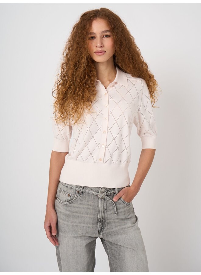 Cotton polo top gloss