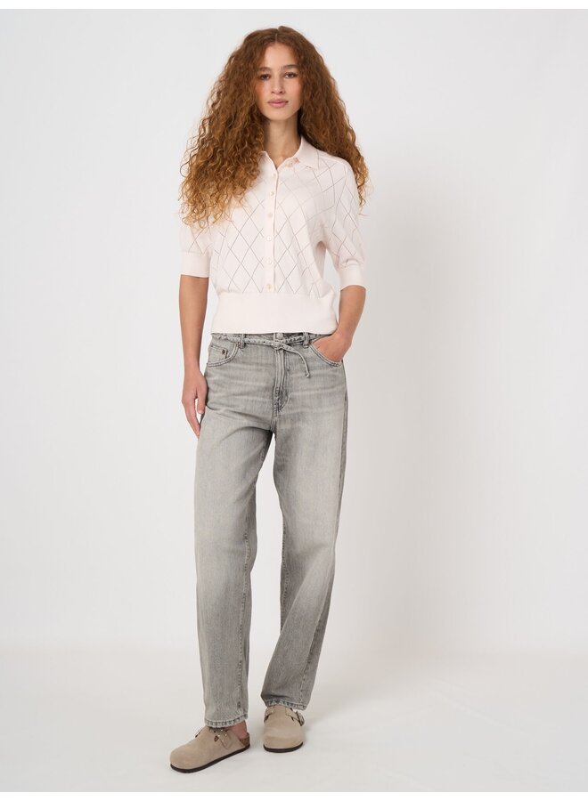 Cotton polo top gloss