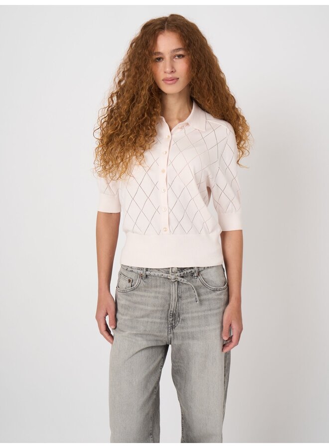 Cotton polo top gloss