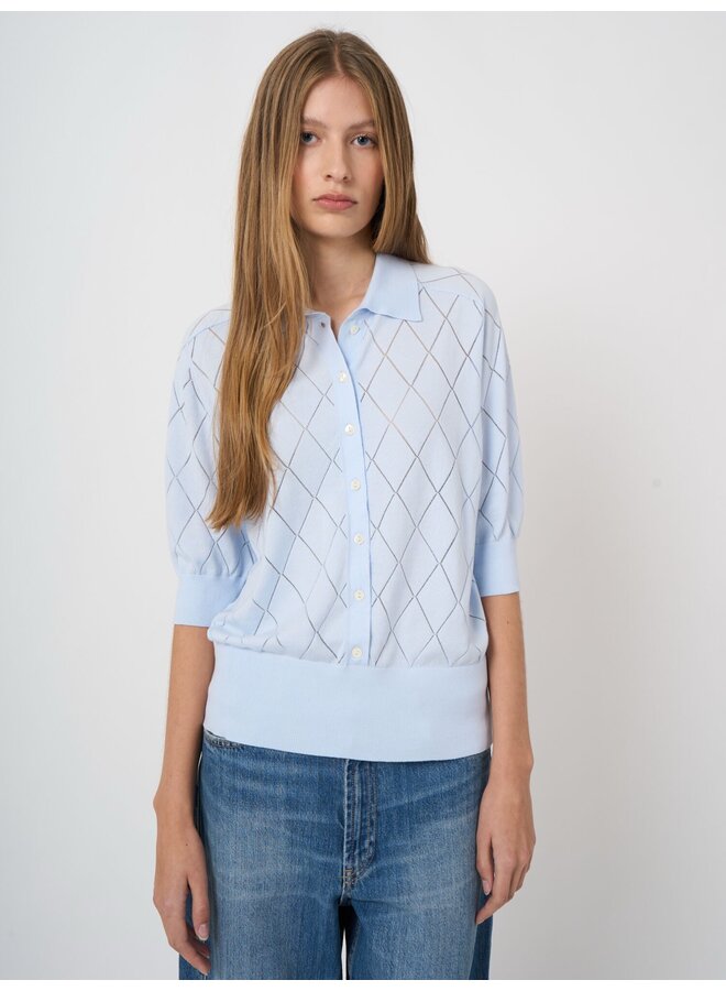 Cotton polo top ocean