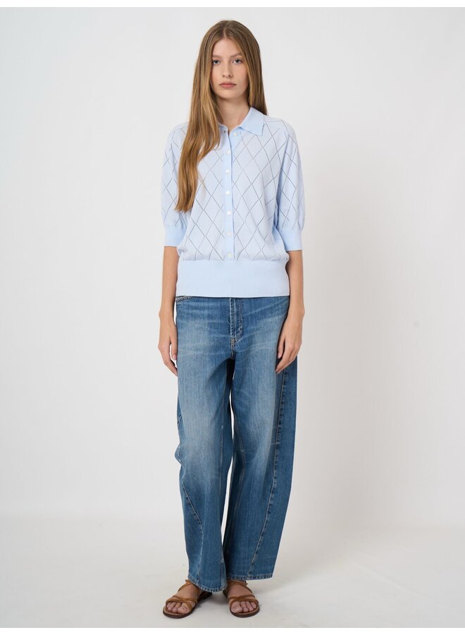 Cotton polo top ocean