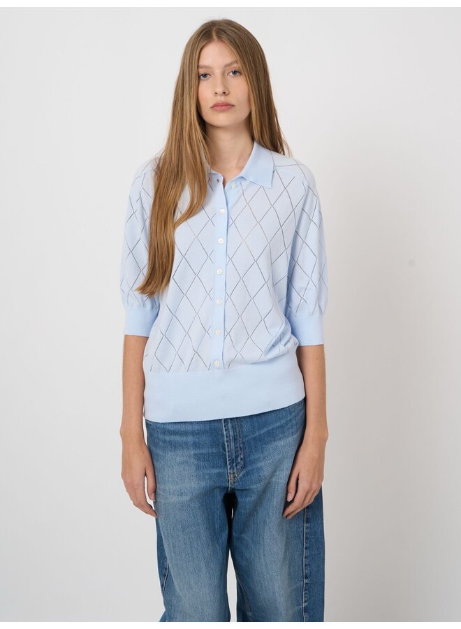 Cotton polo top ocean