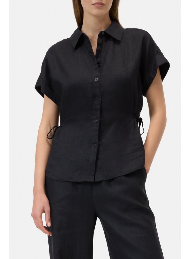 Linen waisted shirt black