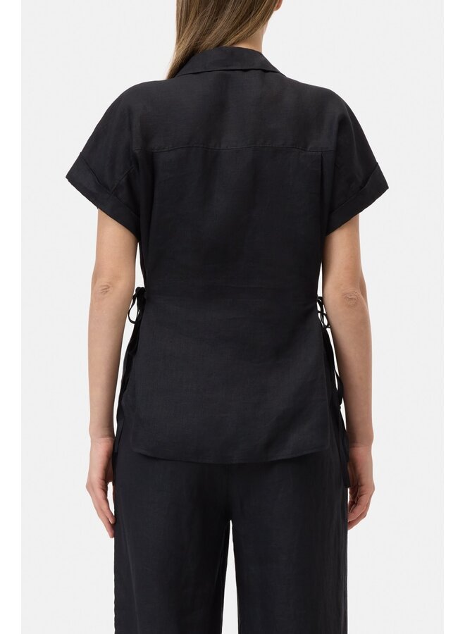 Linen waisted shirt black
