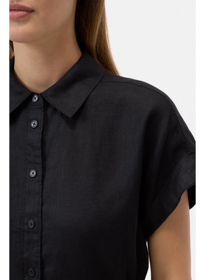 Linen waisted shirt black