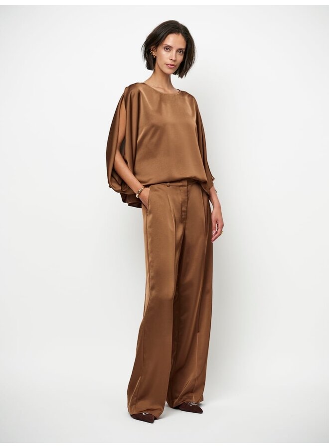 Satin smart pants JULES Mocha Mousse