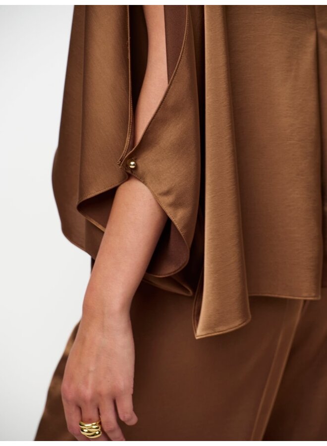 Flowing satin top RISETTE Mocha Mousse