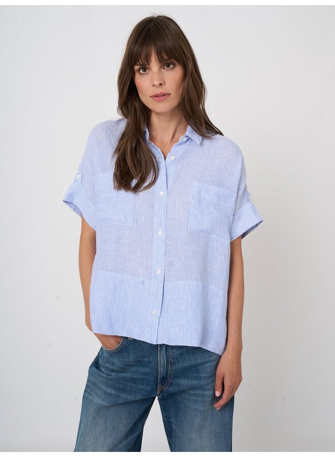 Linen blouse blue