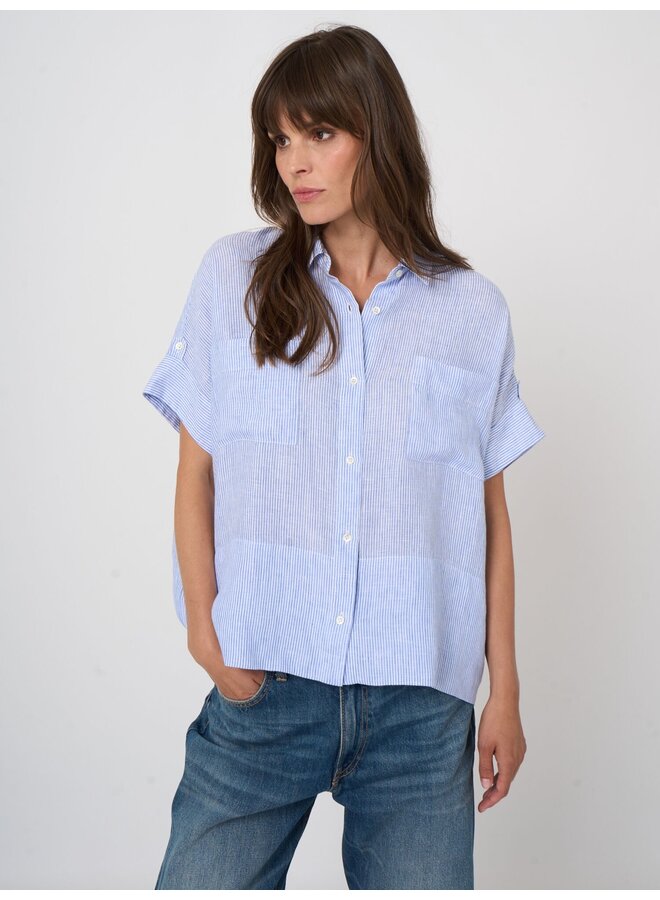 Linen blouse blue