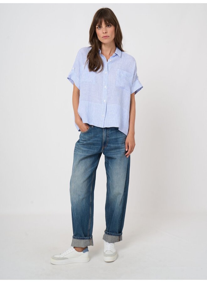 Linen blouse blue