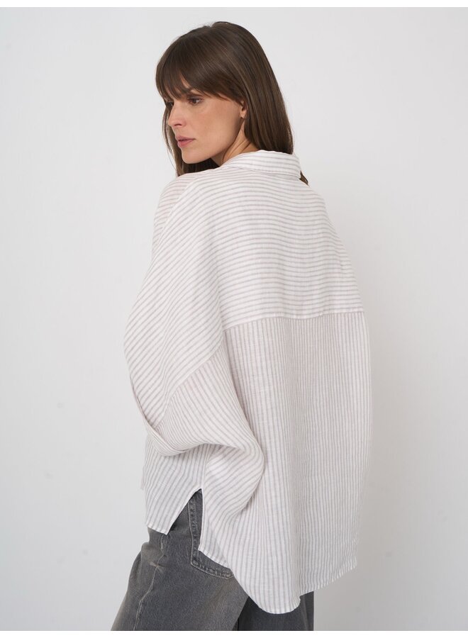 Linen blouse stripe natural