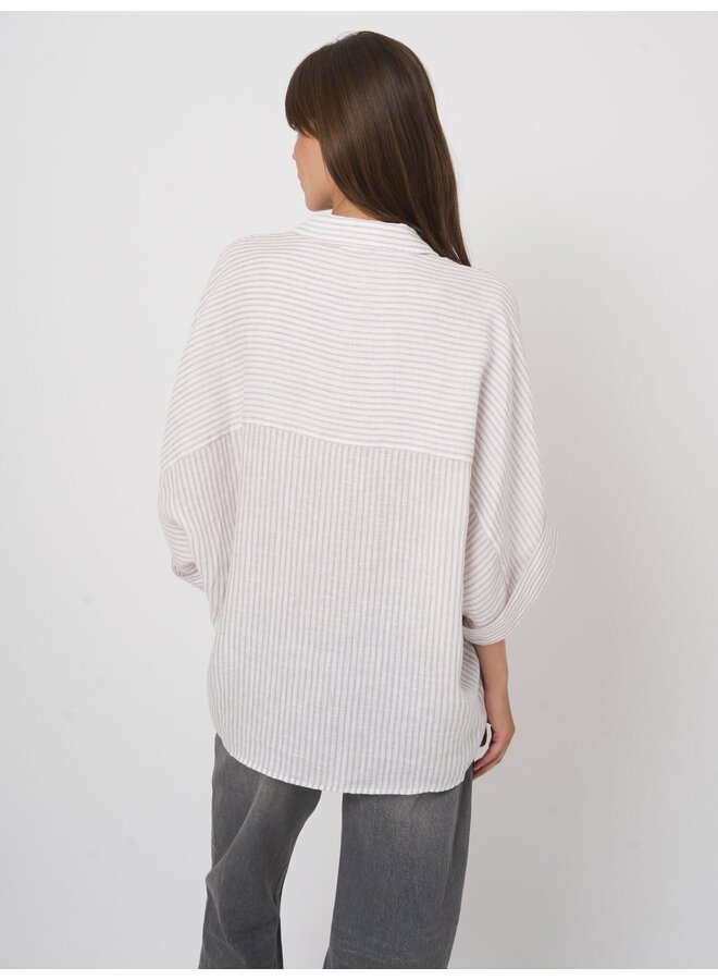 Linen blouse stripe natural