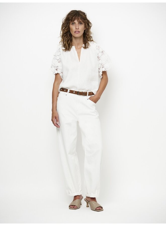 Lace detail top JONILLE milk white