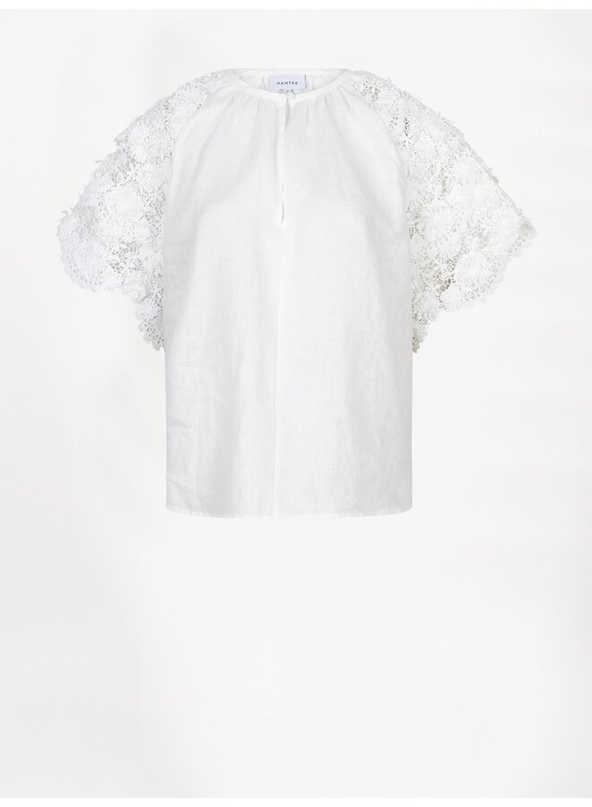 Lace detail top JONILLE milk white