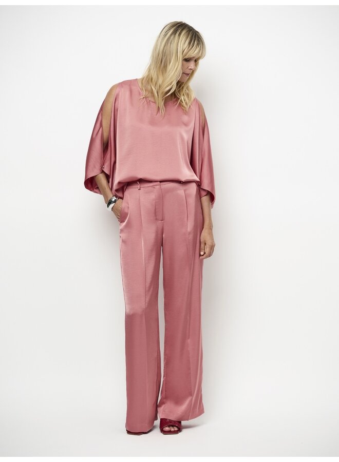 Flowing satin top RISETTE Coral Blush