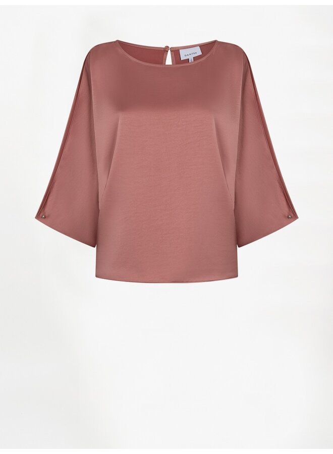 Flowing satin top RISETTE Coral Blush