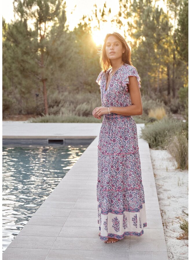 DELLA PRINT maxi dress blue/pink