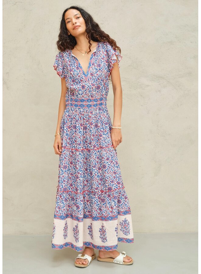 DELLA PRINT maxi dress blue/pink