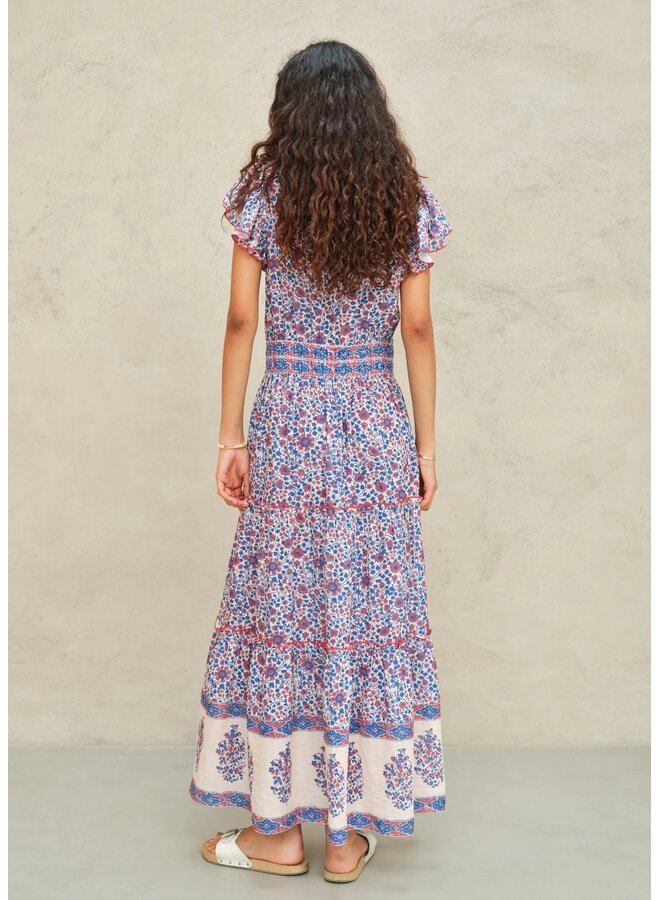 DELLA PRINT maxi dress blue/pink