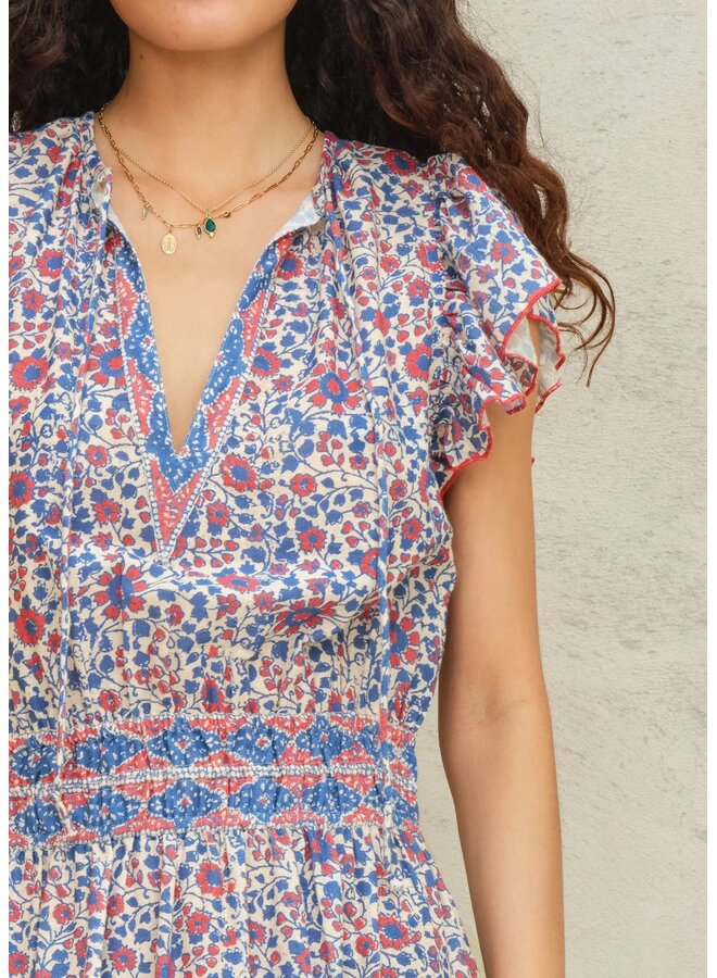 DELLA PRINT maxi dress blue/pink