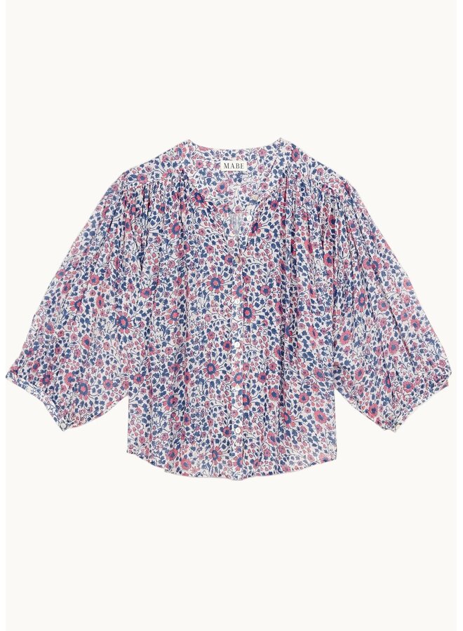 DELLA PRINT L/S top blue/pink
